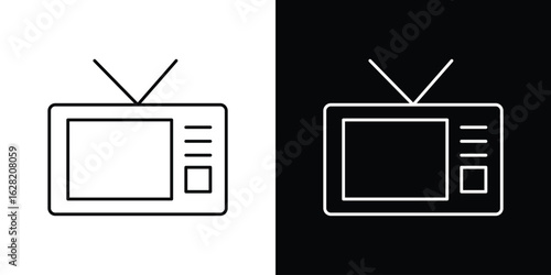 Television icon or logo, simple minimal style. outline doodle icon.