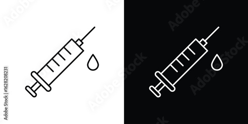 Syringe icon or logo, simple minimal style. outline doodle icon.