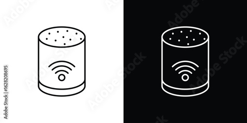 Smart speaker icon or logo, simple minimal style. outline doodle icon.