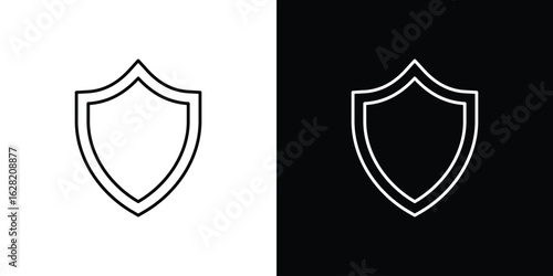 Shield icon or logo, simple minimal style. outline doodle icon.