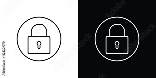 Security lock icon or logo, simple minimal style. outline doodle icon.