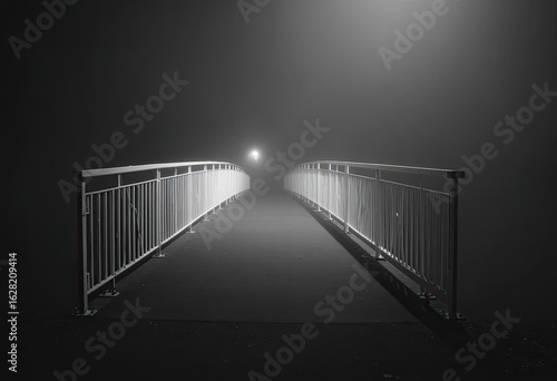 Foggy bridge at night