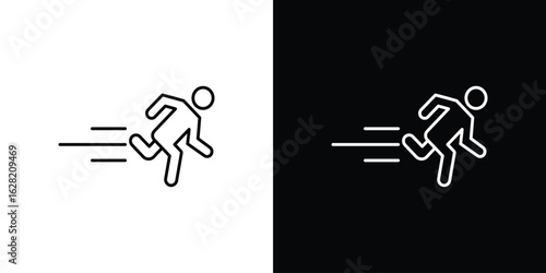 Running icon or logo, simple minimal style. outline doodle icon.