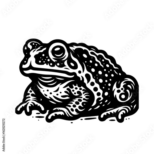 Toad illustration isolated on white background, a common amphibian in nature