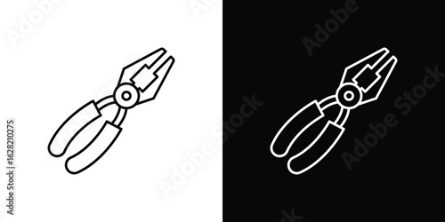 Pliers icon or logo, simple minimal style. outline doodle icon.