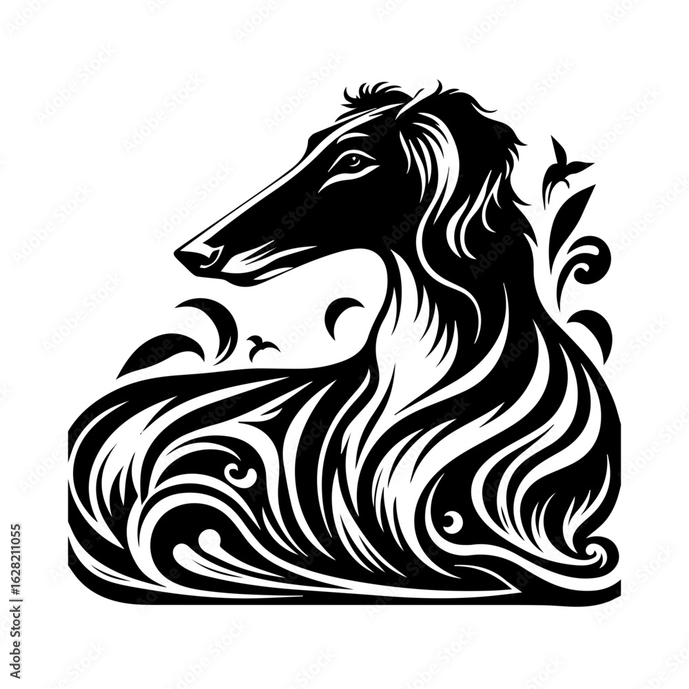 Obraz premium Borzoi dog illustration isolated on white background, an elegant russian wolfhound