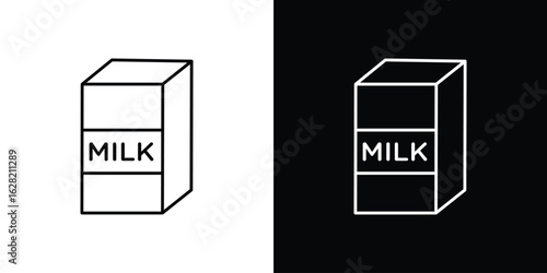 Milk carton icon or logo, simple minimal style. outline doodle icon.