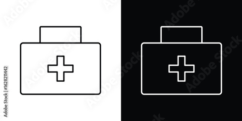 Medical kit icon or logo, simple minimal style. outline doodle icon.