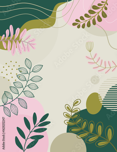 Design banner frame background. Colorful poster background vector illustration. Art print for beauty, fashion and natural products,wellness, wedding and event.