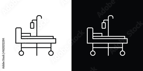Hospital bed icon or logo, simple minimal style. outline doodle icon.