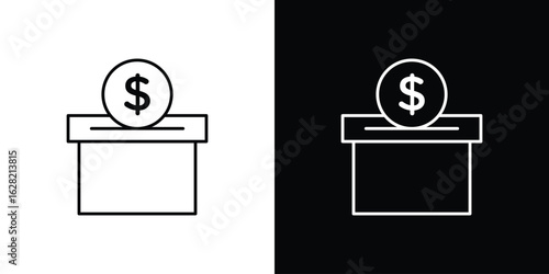 Donation box icon or logo, simple minimal style. outline doodle icon.