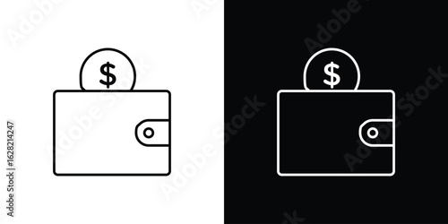 Cryptocurrency wallet icon or logo, simple minimal style. outline doodle icon.