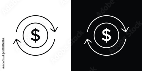 Cash flow icon or logo, simple minimal style. outline doodle icon.