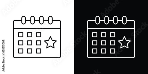 Calendar with event icon or logo, simple minimal style. outline doodle icon.