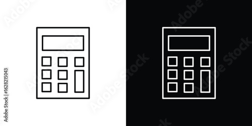 Calculator icon or logo, simple minimal style. outline doodle icon.
