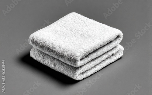Folded white towel on a gray surface