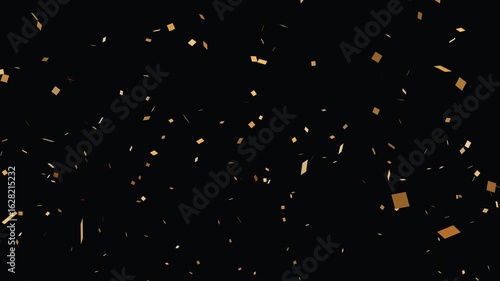 Double Pop Confetti Party Popper Easy, Golden color Confetti Party Popper Explosions Abstract, Animation of colorful confetti falling on black background