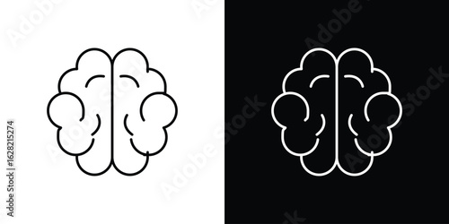 Brain icon or logo, simple minimal style. outline doodle icon.