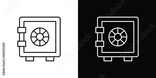 Bank vault icon or logo, simple minimal style. outline doodle icon.
