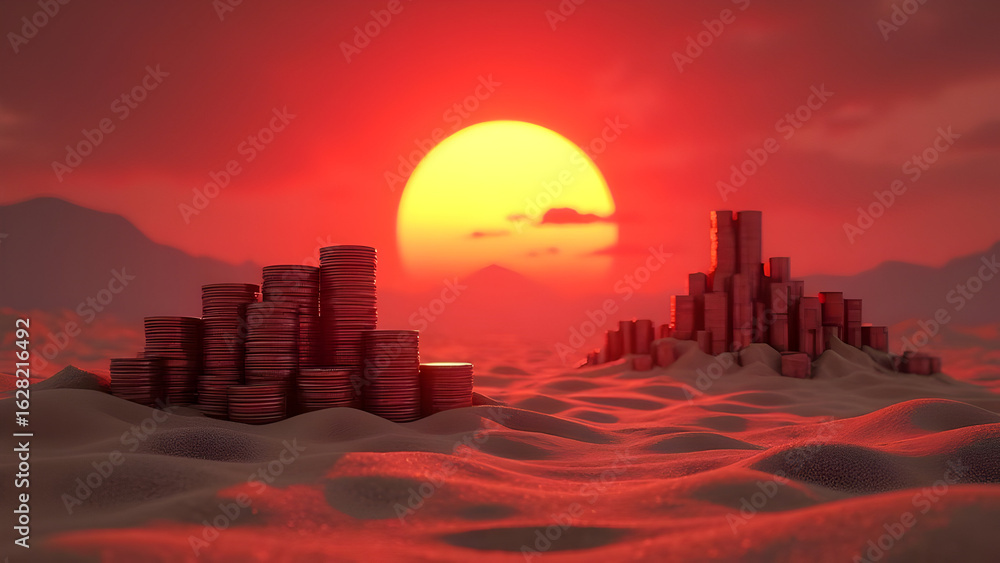 Obraz premium The Economic Desert: Where Capital Turns to Dust