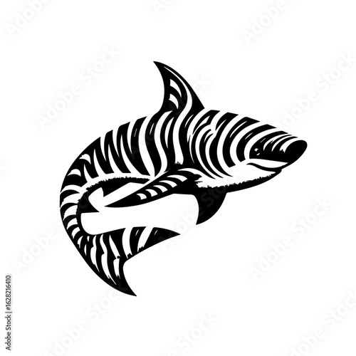 Zebra Striped Shark Vector Illustration.