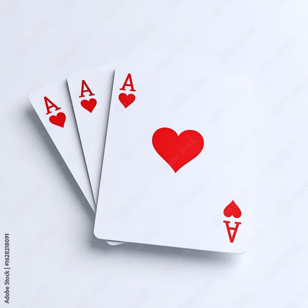 Obraz premium Three Aces of Hearts playing cards