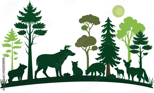 This collection of black and white images depicts various illustrations of animals, including a sheep, an elephant, a snake, a squirrel, a bird, and a cat.