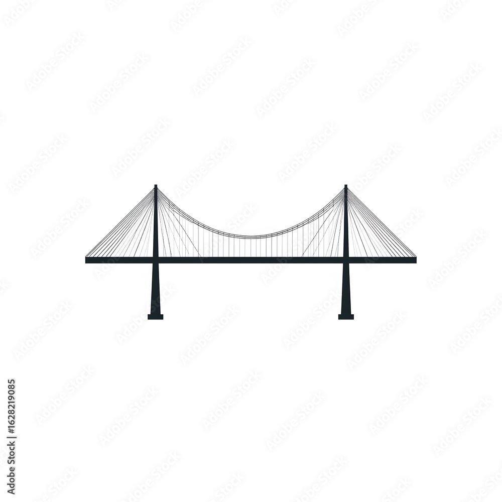 Obraz premium Minimalist line drawing of a suspension bridge against a white background