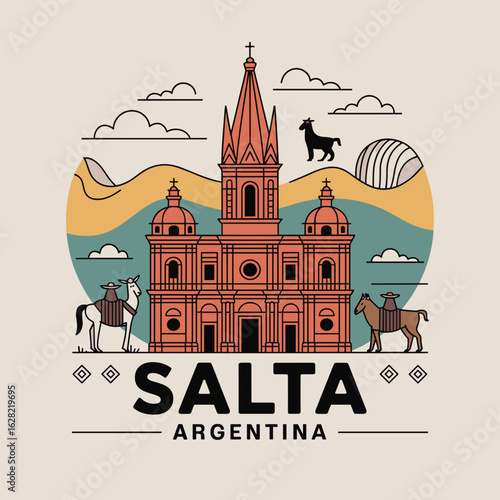 Salta Argentina Cathedral with Gauchos