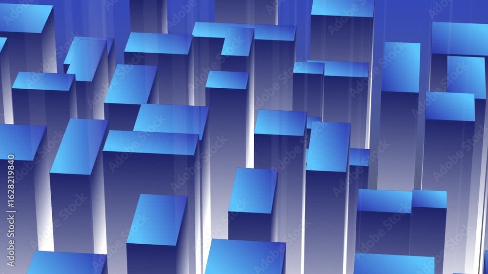 Abstract blue geometric background with a digital pattern of light cubes and square tiles