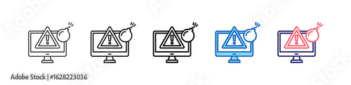 Threat Icon In 5 Different Styles Set Collection.   
