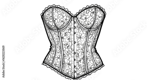 Elegant lace corset design featuring delicate patterns and topaz color for fashion inspiration
