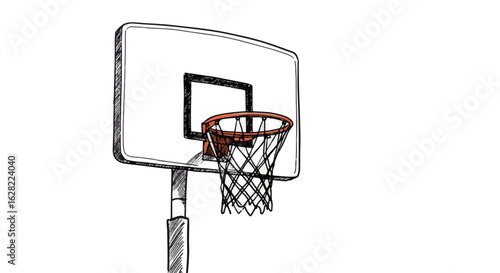 Close-up view of netball hoop and backboard for sports and fitness design