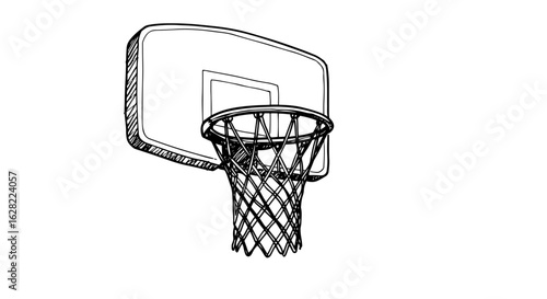 Netball hoop sketch design for sports equipment and game accessories