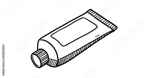 Black and white ointment tube with cap for medical and cosmetic use