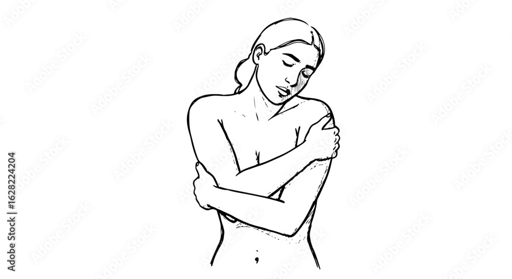 Fototapeta premium Self-care and inner peace concept with person embracing themselves