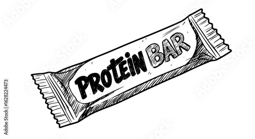 Sketch style protein bar packaging design for health & fitness promotion