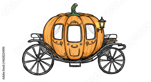Whimsical pumpkin carriage with elegant details for festive autumn decor