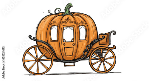 Whimsical pumpkin carriage design for autumn and fairytale themes