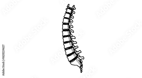 Detailed anatomical drawing of human spine for medical education and illustration