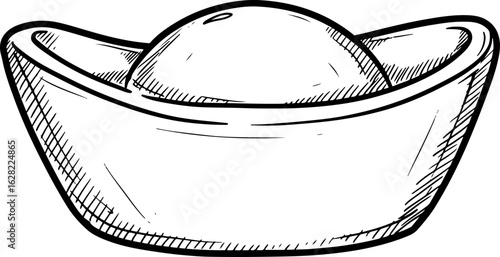 Chinese yuan bao ingot sketch on white background for prosperity design