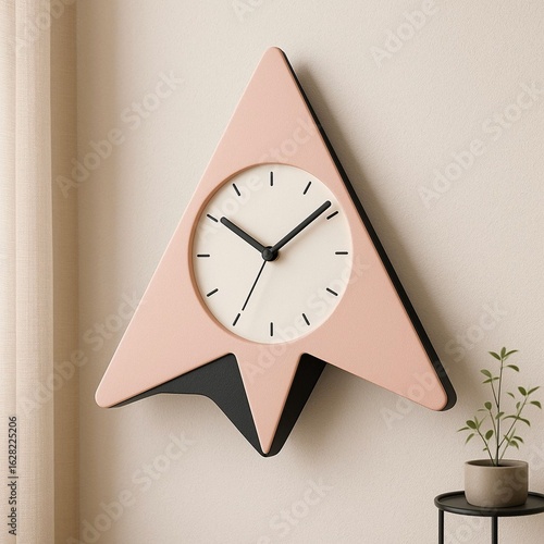 wall clock shaped like a paper airplane silhouette
