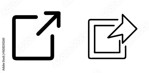 Arrow Exiting Square Box Open New Page Outline Vector Icon