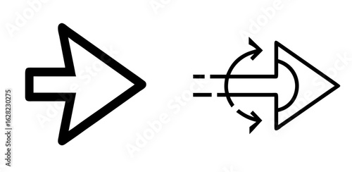 Right Pointing Arrow with Shift Symbol Outline Vector Icon