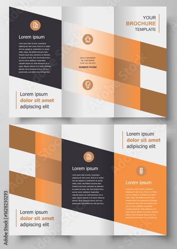 Gold business brochure template layout design, 16 page corporate brochure editable template layout, minimal business brochure template design