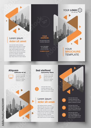 Gold business brochure template layout design, 16 page corporate brochure editable template layout, minimal business brochure template design