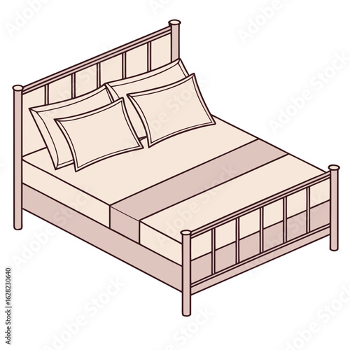 Beige bed with pillows and mattress bedding bedroom