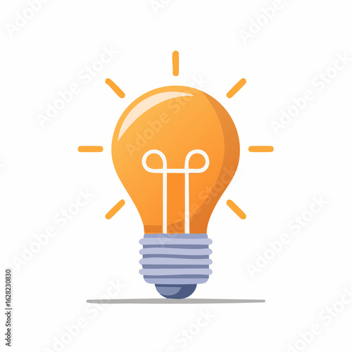 Cartoon drawing of a glowing light bulb, idea and inspiration illustration