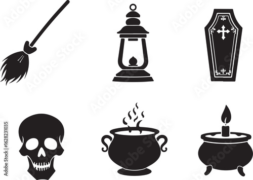Spooky Halloween icons ready for your haunting designs now