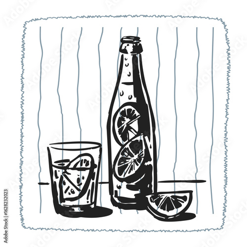 A hand-drawn doodle illustration of coffee and various beverages. Ideal for café branding, menu design, lifestyle packaging, food stickers, and creative drink-themed visuals.